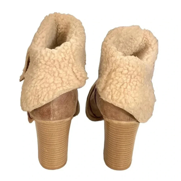 SHOE DAZZLE | Jamie Taupe Ankle Booties Fleece Lined, Chunky Block Heel Size 9.5 - Picture 6 of 8
